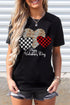 Black Happy Valentine'S Day Hearts Print Short Sleeve T Shirt
